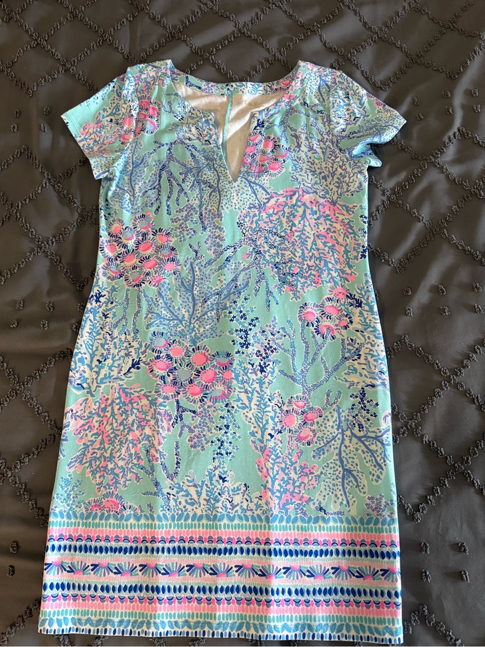 Lilly Pulitzer Mint Dress with Pink & Navy Floral Print